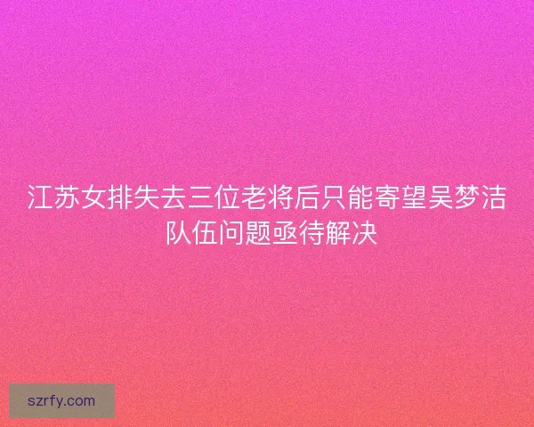 江苏女排失去三位老将后只能寄望吴梦洁 队伍问题亟待解决