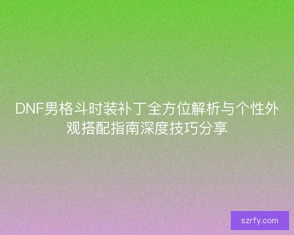 DNF男格斗时装补丁全方位解析与个性外观搭配指南深度技巧分享